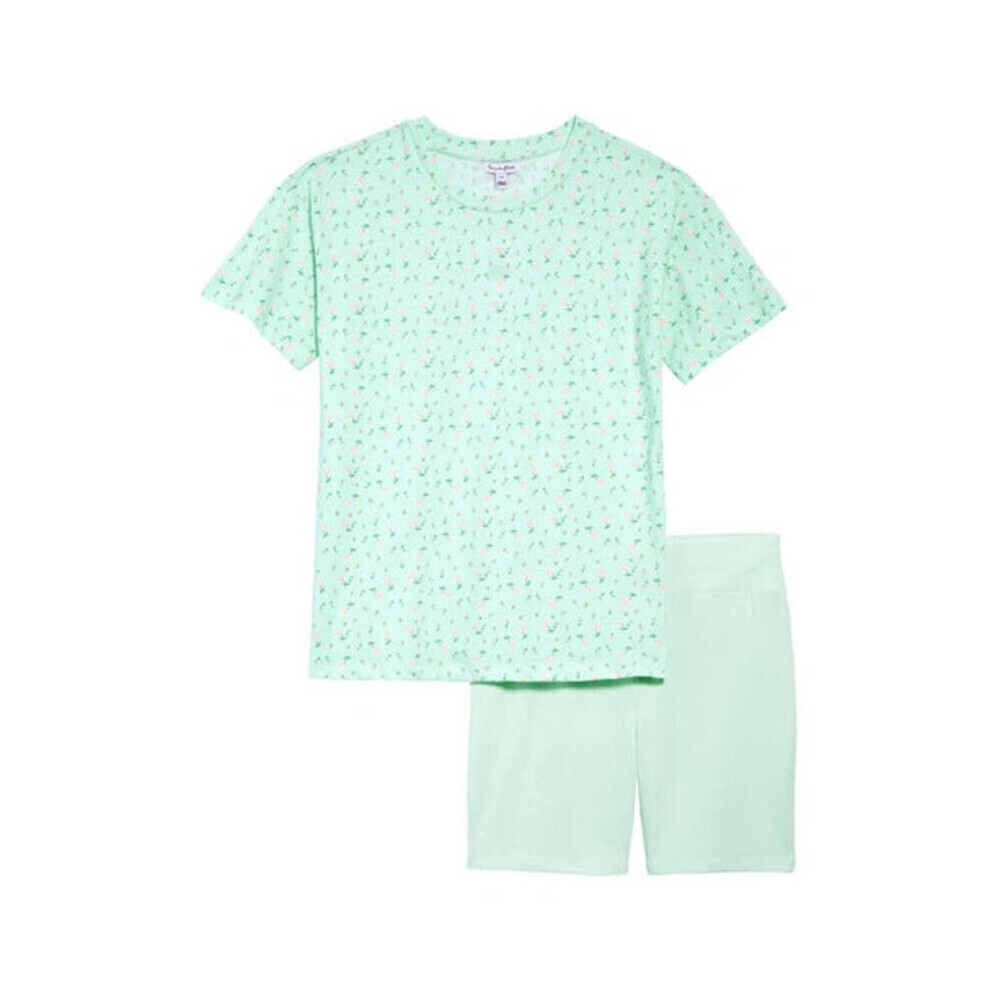 Love Fire Girls Oversized Tee & Shorts Set Ditsy Floral Print Mint Size M